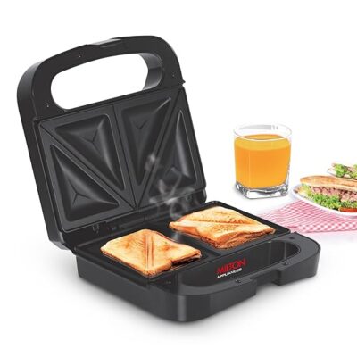 Milton Sandwich Maker HSM011, Sandwich Griller and Toaster, 750 Watt Sandwich Maker Electric Griller for Home, Non Stick Coated Dual Grill Sandwich Plates for Sandwiches, 2 Year Warranty, Black
